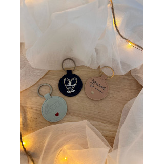 Porte clé rond simili cuir