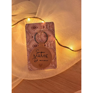 Porte clé rond simili cuir