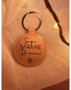 Porte clé rond simili cuir