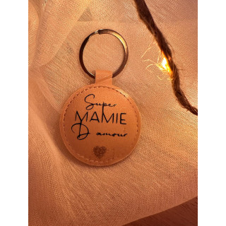 Porte clé rond simili cuir