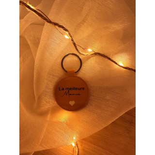 Porte clé rond simili cuir