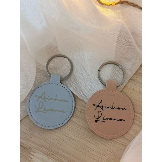 Porte clé rond simili cuir