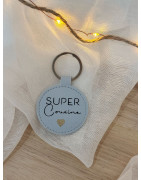 Porte clé rond simili cuir
