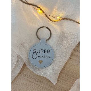 Porte clé rond simili cuir