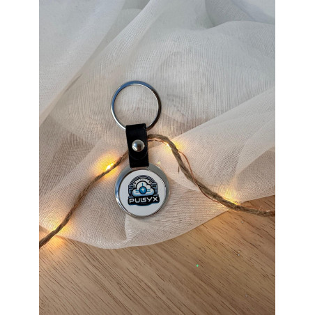 Porte clé métal avec attache cuir