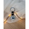 Porte clé métal avec attache cuir