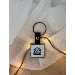 Porte clé métal avec attache cuir