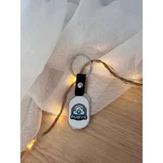 Porte clé métal avec attache cuir