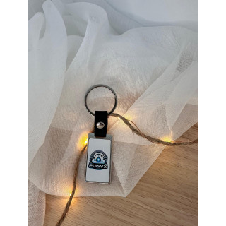 Porte clé métal avec attache cuir