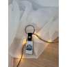 Porte clé métal avec attache cuir